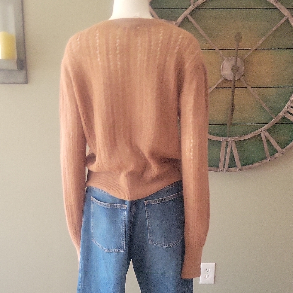 Madewell Pointelle Stitch Cardigan In Coffee - Picture 5 of 16